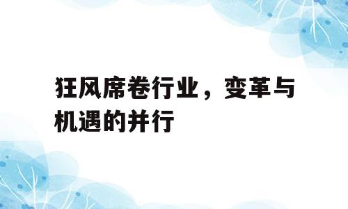 狂风席卷行业，变革与机遇的并行