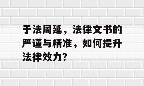 于法周延，法律文书的严谨与精准，如何提升法律效力？