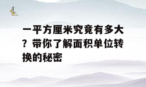 一平方厘米究竟有多大？带你了解面积单位转换的秘密