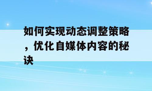 如何实现动态调整策略，优化自媒体内容的秘诀