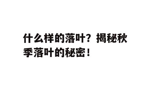 什么样的落叶？揭秘秋季落叶的秘密！