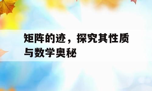 矩阵的迹，探究其性质与数学奥秘