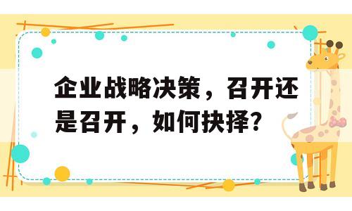 企业战略决策，召开还是召开，如何抉择？