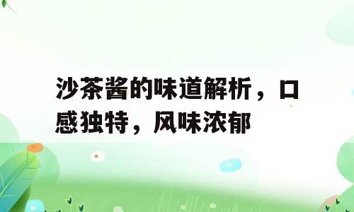 沙茶酱的味道解析，口感独特，风味浓郁