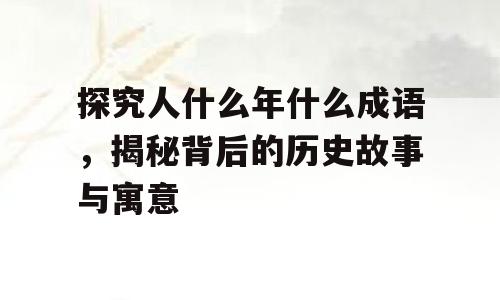探究人什么年什么成语，揭秘背后的历史故事与寓意