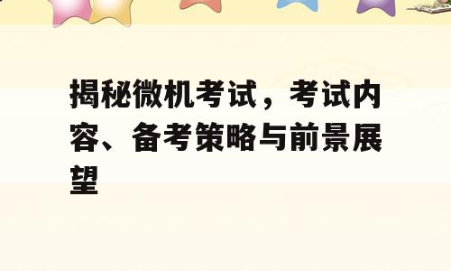 揭秘微机考试，考试内容、备考策略与前景展望