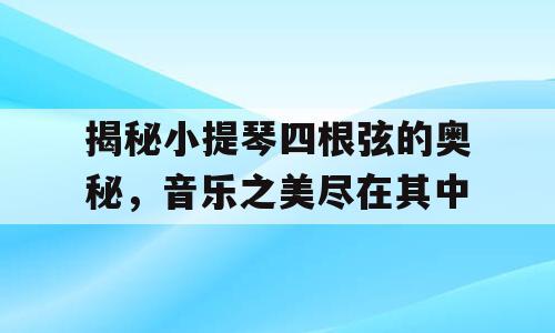 揭秘小提琴四根弦的奥秘，音乐之美尽在其中