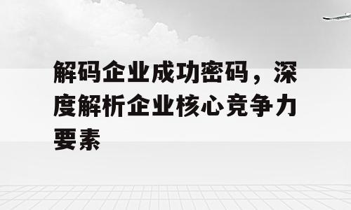 解码企业成功密码，深度解析企业核心竞争力要素