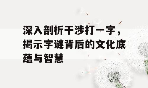 深入剖析干涉打一字，揭示字谜背后的文化底蕴与智慧