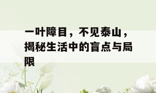 一叶障目，不见泰山，揭秘生活中的盲点与局限