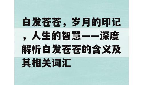 白发苍苍，岁月的印记，人生的智慧——深度解析白发苍苍的含义及其相关词汇