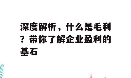 深度解析，什么是毛利？带你了解企业盈利的基石