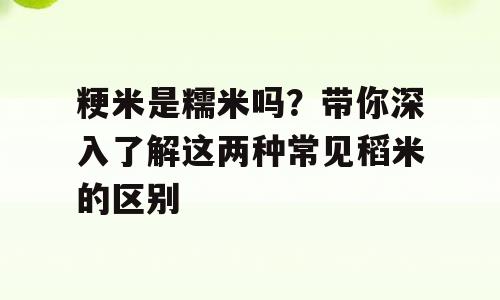 粳米是糯米吗？带你深入了解这两种常见稻米的区别
