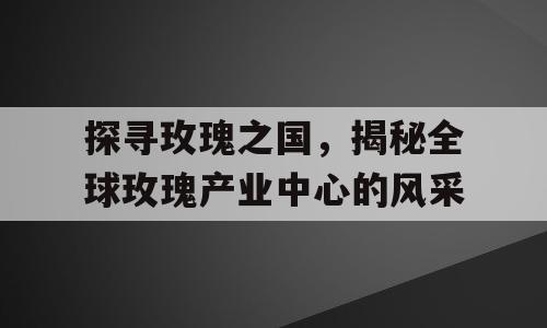 探寻玫瑰之国，揭秘全球玫瑰产业中心的风采