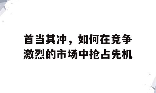 首当其冲，如何在竞争激烈的市场中抢占先机