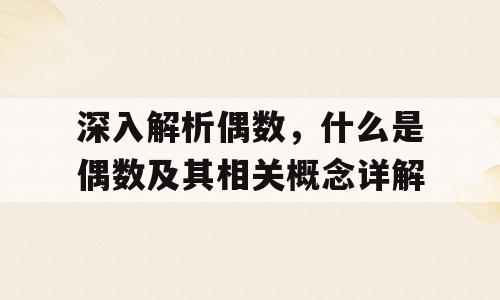 深入解析偶数，什么是偶数及其相关概念详解