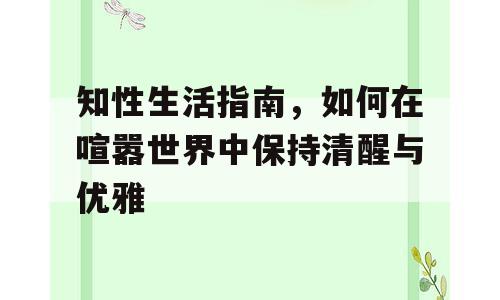 知性生活指南，如何在喧嚣世界中保持清醒与优雅