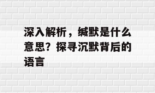 深入解析，缄默是什么意思？探寻沉默背后的语言