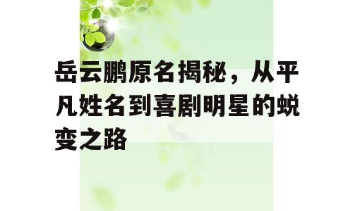 岳云鹏原名揭秘，从平凡姓名到喜剧明星的蜕变之路