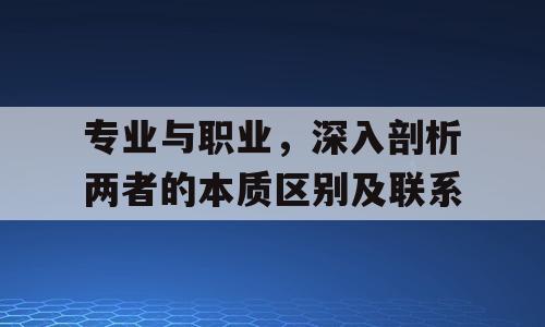 专业与职业，深入剖析两者的本质区别及联系