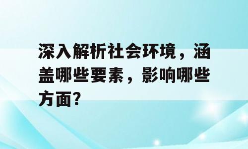深入解析社会环境，涵盖哪些要素，影响哪些方面？