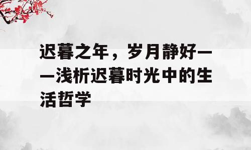 迟暮之年，岁月静好——浅析迟暮时光中的生活哲学