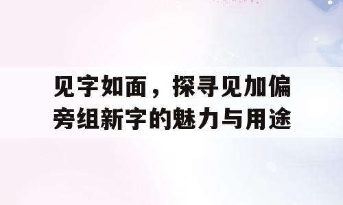 见字如面，探寻见加偏旁组新字的魅力与用途