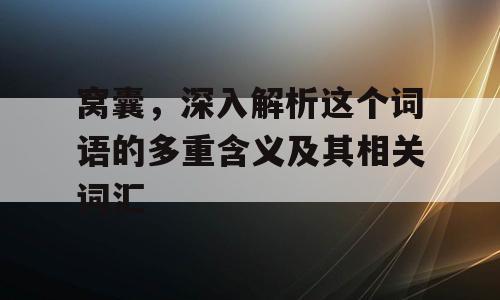 窝囊，深入解析这个词语的多重含义及其相关词汇