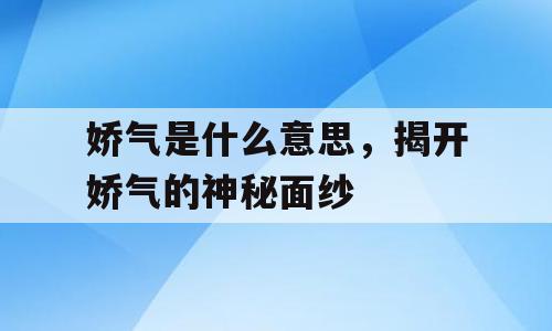 娇气是什么意思，揭开娇气的神秘面纱