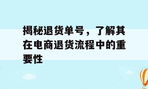 揭秘退货单号，了解其在电商退货流程中的重要性
