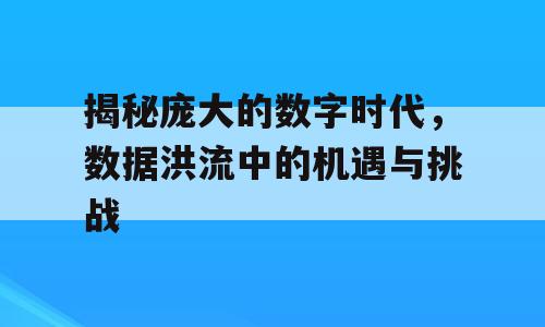 揭秘庞大的数字时代，数据洪流中的机遇与挑战
