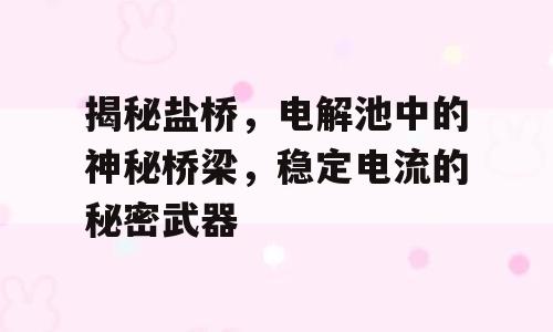 揭秘盐桥，电解池中的神秘桥梁，稳定电流的秘密武器
