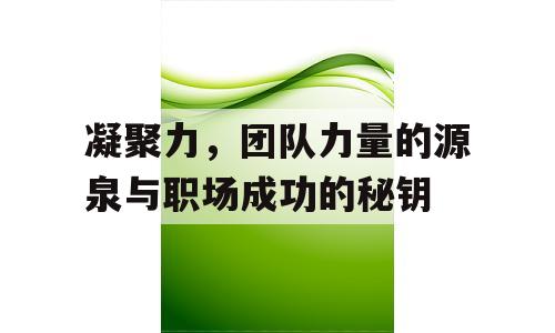 凝聚力，团队力量的源泉与职场成功的秘钥