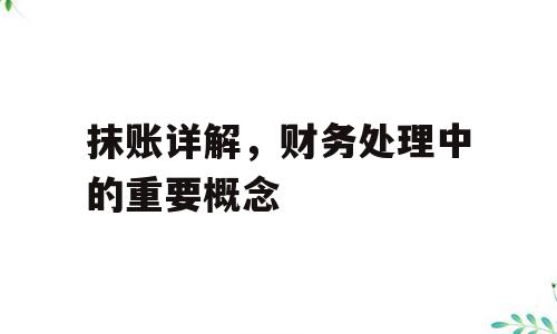 抹账详解，财务处理中的重要概念