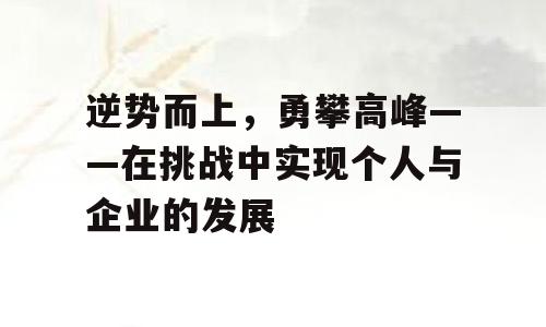 逆势而上，勇攀高峰——在挑战中实现个人与企业的发展