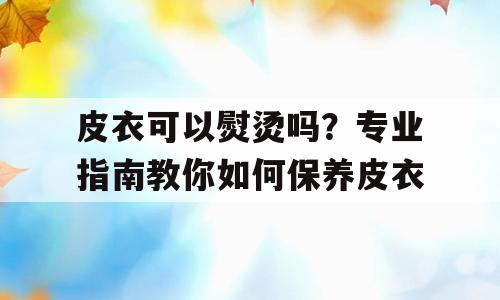 皮衣可以熨烫吗？专业指南教你如何保养皮衣