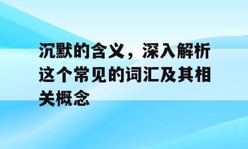 沉默的含义，深入解析这个常见的词汇及其相关概念