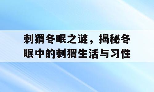 刺猬冬眠之谜，揭秘冬眠中的刺猬生活与习性