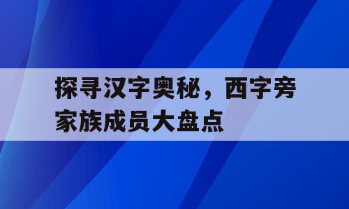 探寻汉字奥秘，西字旁家族成员大盘点