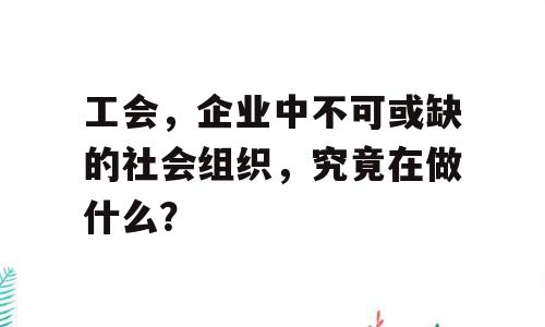 工会，企业中不可或缺的社会组织，究竟在做什么？