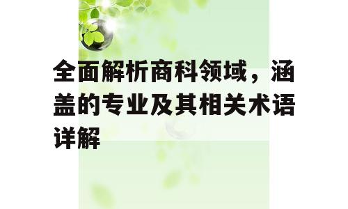 全面解析商科领域，涵盖的专业及其相关术语详解