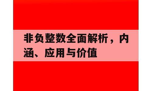 非负整数全面解析，内涵、应用与价值
