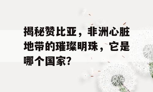 揭秘赞比亚，非洲心脏地带的璀璨明珠，它是哪个国家？