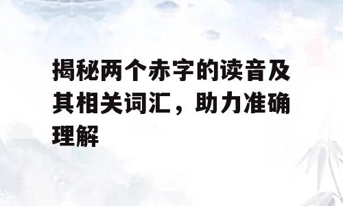 揭秘两个赤字的读音及其相关词汇，助力准确理解