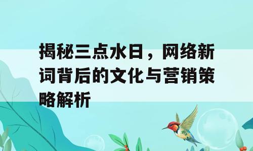 揭秘三点水日，网络新词背后的文化与营销策略解析