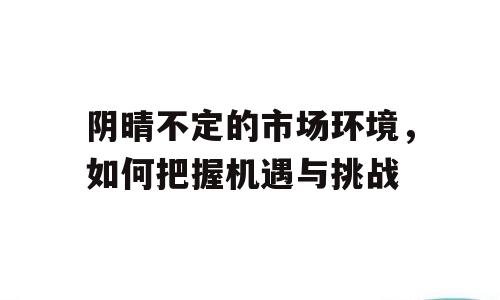 阴晴不定的市场环境，如何把握机遇与挑战