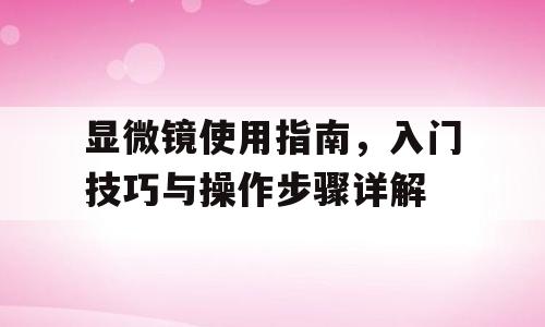 显微镜使用指南，入门技巧与操作步骤详解