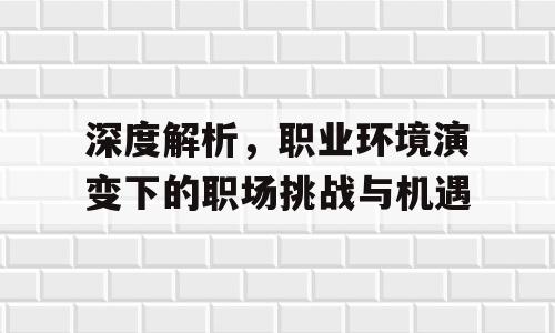深度解析，职业环境演变下的职场挑战与机遇