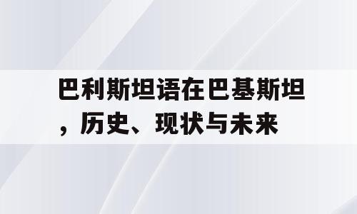 巴利斯坦语在巴基斯坦，历史、现状与未来