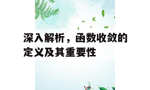 深入解析，函数收敛的定义及其重要性